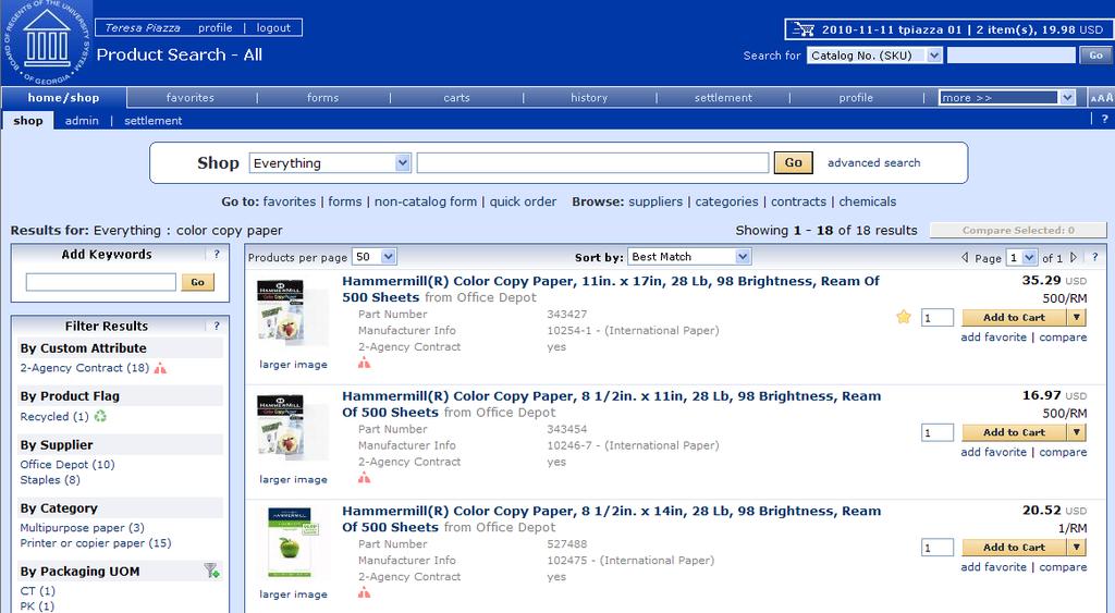 GeorgiaFIRST Marketplace Favorites Adding Items as Favorites You can add personal favorites from the Product Search Results page or from a cart. Adding favorites is a fairly simple process.