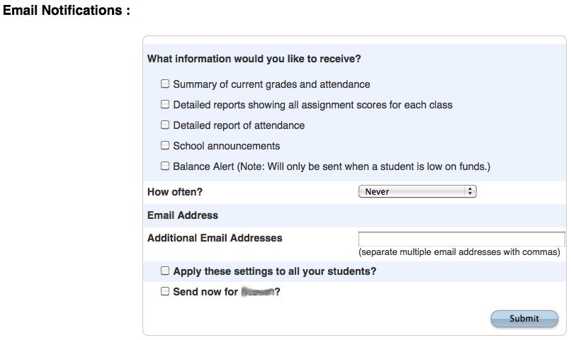 As with the Grades and Attendance screen, clicking the grade in the % column will open the Class Score Detail Page.