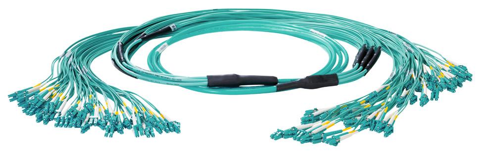 APPLICATION Factory-terminated and tested fiber trunk cables connect central patching locations to zones or pods.