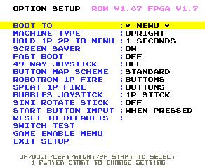 Option Setup Menu The option setup menu can be accessed from either the Main Menu, if SETUP is enabled, or at boot time by two methods 1.