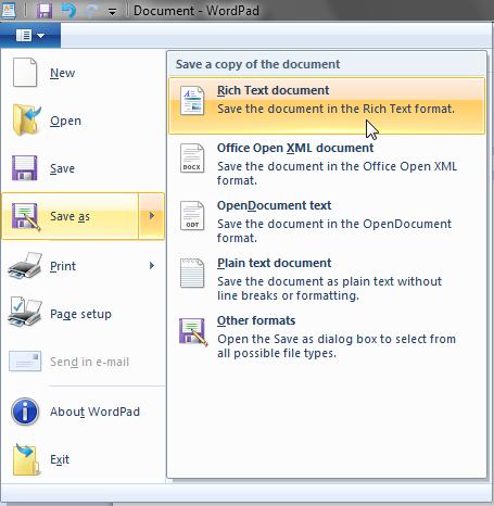 When WordPad opens, it will display a blank document ready for you to type in.