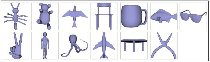 SHREC Examples Sketch-based 3D models retrieval (2012) 400 3D models 250