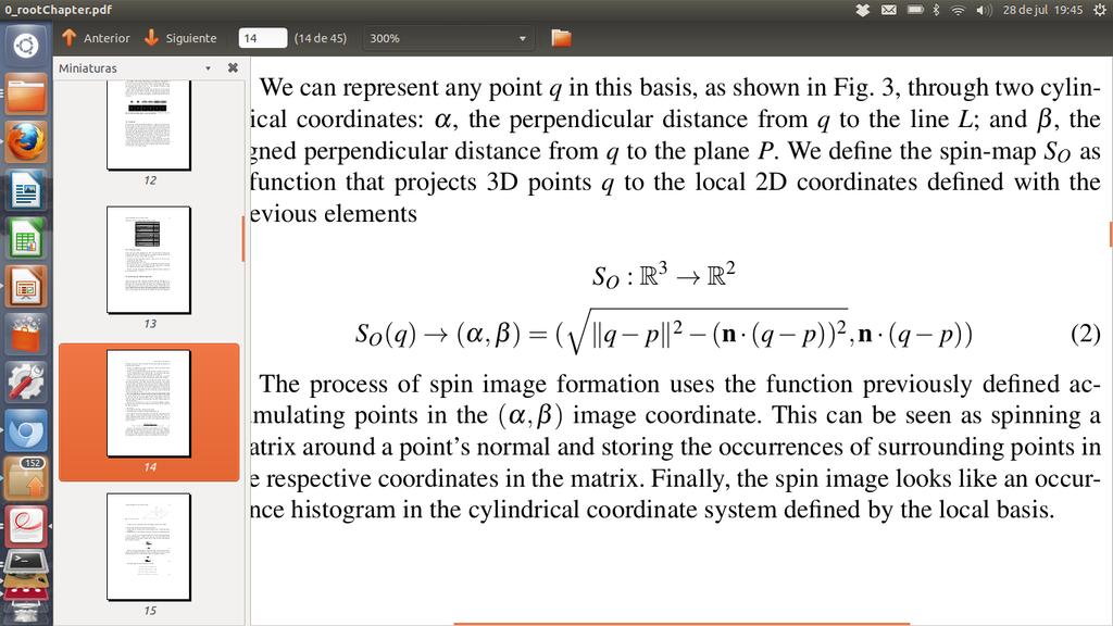 through p and perpendicular to n Spin images Any