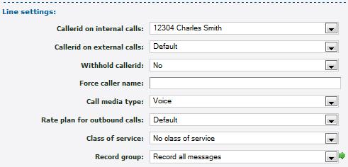 This step shows how to associate a telephone line with a record group. 1. Go to Features» Telephone lines to display the list of telephone lines. 2.