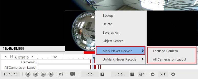 3.4 Keeping Recordings from Being Recycled You can now mark the recordings on the timeline as never