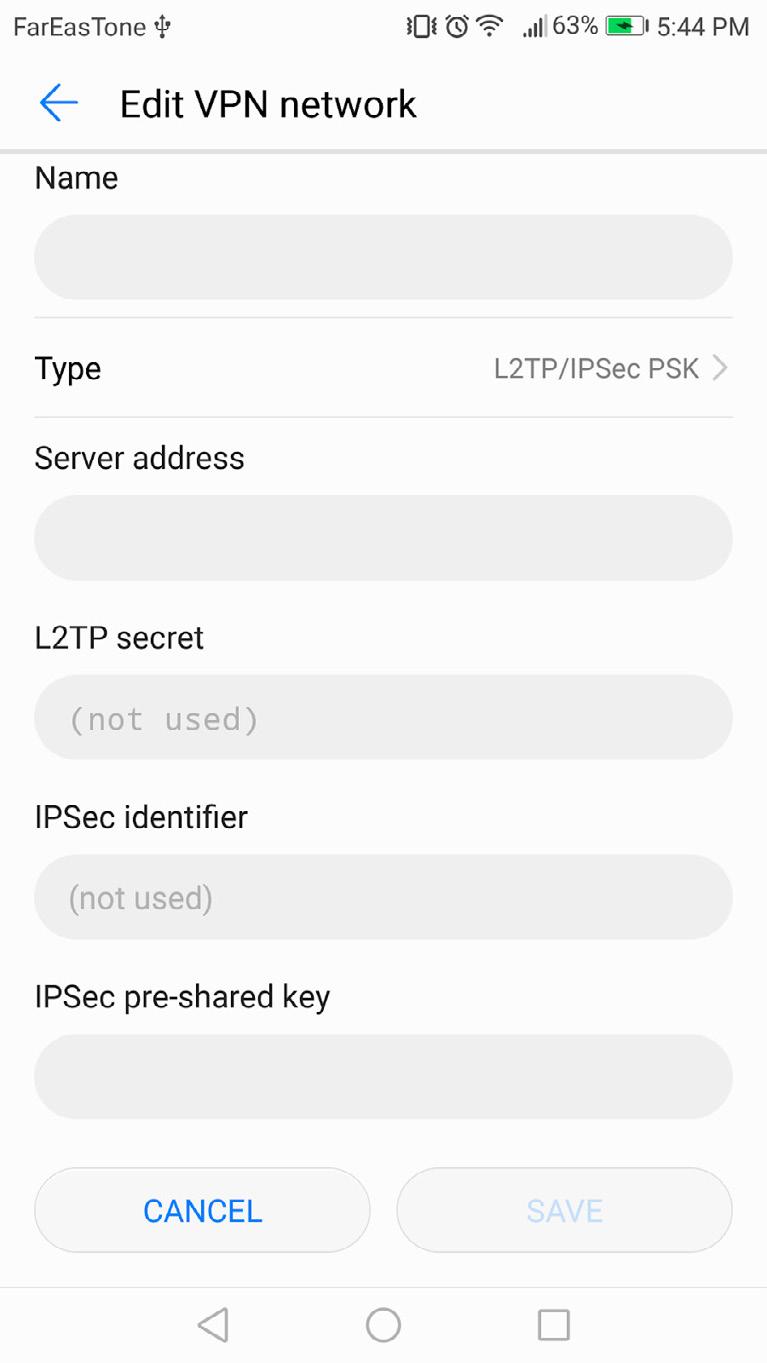 type for L2TP, you must insert the IPsec
