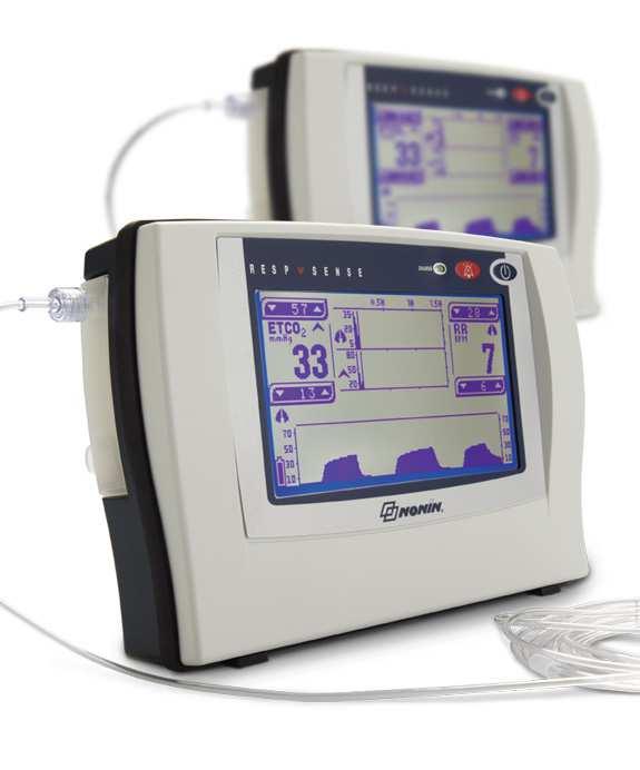 CAPNOGRAPHY MONITORS As mandated by AAOMS and ASA, Fast, first breath detection of respiratory rate and end-tidal CO2 (EtCO2) High visible display Easily mounted on a pole or bed rail Cost effective