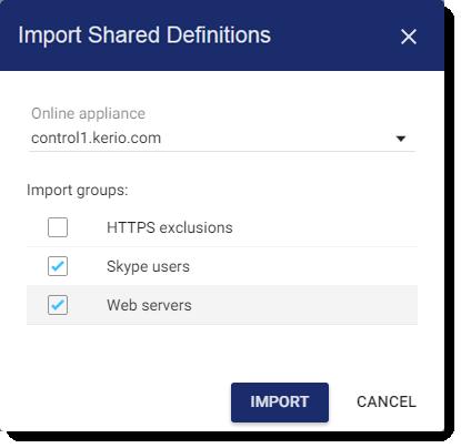 1. In MyKerio, go to Shared Definitions > IP Addresses. 2. Select the appropriate organization. 3. Click in the toolbar. 4.