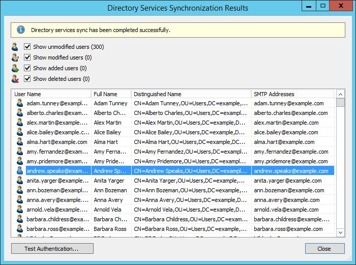 Office 365 Integration 126 Running Directory Services Synchronization Click on Test Settings to check synchronization configuration and the results returned by the Office 365 tenant without any