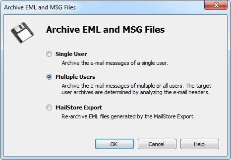 Archiving Emails from External Systems (File Import) 39 Select Multiple Users and click on OK.