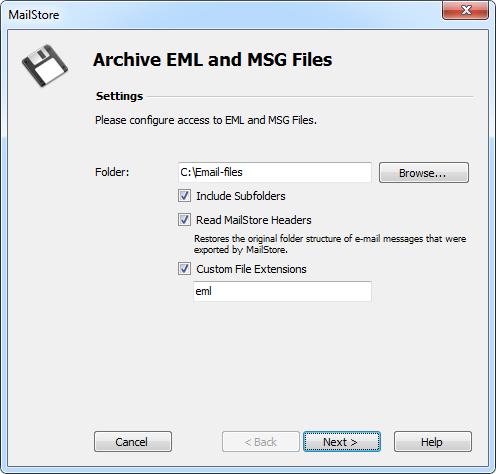 Archiving Emails from External Systems (File Import) 41 Select the folder to be archived. All email files in this folder will be archived.