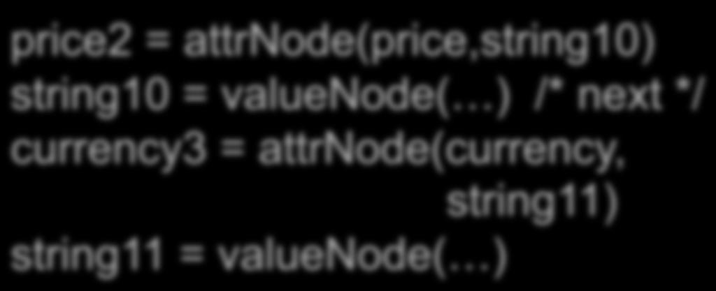 </year> </book> price2 = attrnode(price,string10) string10 = valuenode( ) /* next */ currency3