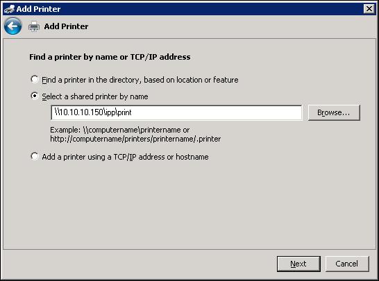 For IPP over SSL, type https, instead of http. NOTE: The ipp/print in the example is case sensitive.