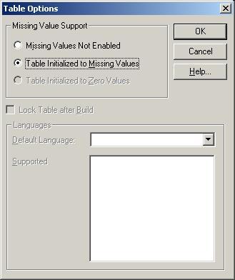 To set table options 1. From the Data menu, choose Table Options. The Table Options dialog box appears. 2.