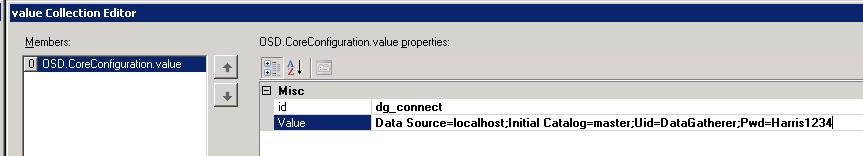 Data Gatherer Chapter 2 Install Data Gatherer 10. Click the Browser button. The Value Collection Editor opens. Figure 10: Values for dg_connect 11.