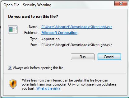 Please follow the Silverlight installation instructions if you do not have Silverlight installed on your computer.