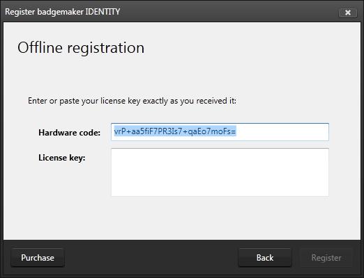 C. Offline Registration You will be requested to enter a License Key. The License key will be provided by our License Manager.
