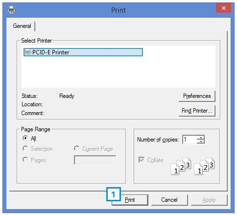 A print window shows up so you can select the printer you installed for the card printing process.