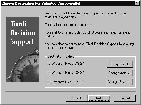 ,QVWDOOLQJ7LYROL'HFLVLRQ6XSSRUW 5HVXOW The Select Components dialog box dialog box appears. 7. Select all three checkboxes for a stand-alone installation.