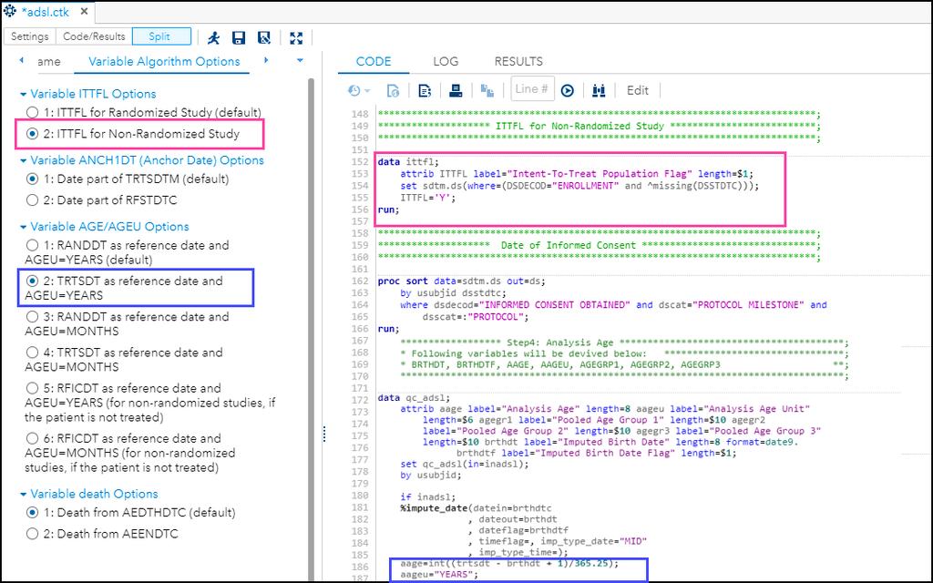 With SAS Studio customized task, programmer can create readable code for his/her study without spending much time to modify the standard ADSL program.