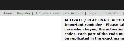 click Activate (Figure 7). Figure 7 - Activate/re-activate screen 5.