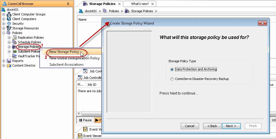 Page 24 of 36 5. Click the Storage Device tab. In the Storage Policy box, select a Storage Policy name. Click OK. Click to continue.