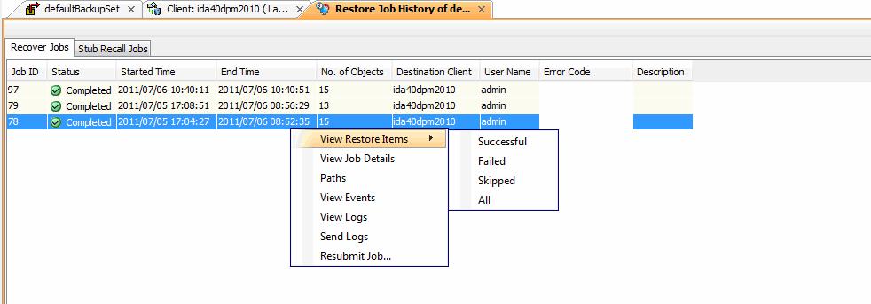 Page 30 of 36 6. You can monitor the progress of the restore job in the Job Controller window of the CommCell Console. 7.