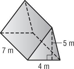 2 2 V = Bh Volume of a prism V = ( 1 2 4 5)(h) Replace B with 1 2 4 5.