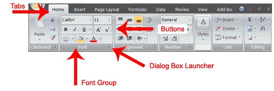 The Microsoft Office Button In the upper-left corner of the Excel 2007 window is the Microsoft Office button. When you click the button, a menu appears.