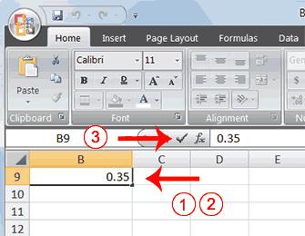 9. Click twice on the Increase Decimal button to change the number format to four decimal places. 10.