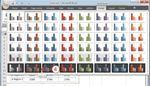 4. Click Style 42. Excel applies the style to your chart.