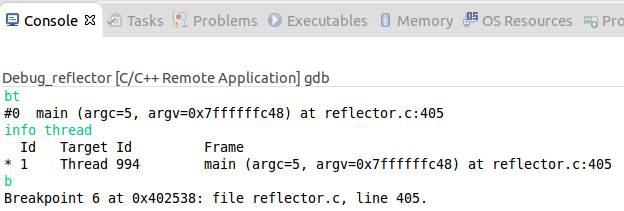 In the gdb traces console you can see full trace details about what gdb client commands are runned on the host Linux.