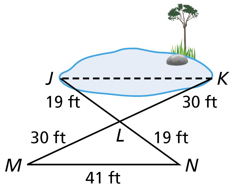 Check It Out! Example 1 A landscape architect sets up the triangles shown in the figure to find the distance JK across a pond. What is JK?