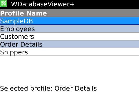 Figure 22: Database List on BlackBerry 4.