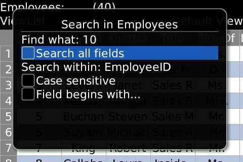 Figure 26: Search Data You can search in single column also, you need to enable Search all fields option on