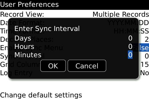 From Preferences form, select Sync Interval option.