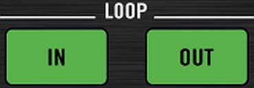 From left to right, you find the following controls: Loop MOVE encoder, LOOP IN button, LOOP OUT button, and Loop SIZE encoder. 7.4.1 LOOP IN and LOOP OUT Buttons The LOOP IN and LOOP OUT buttons.