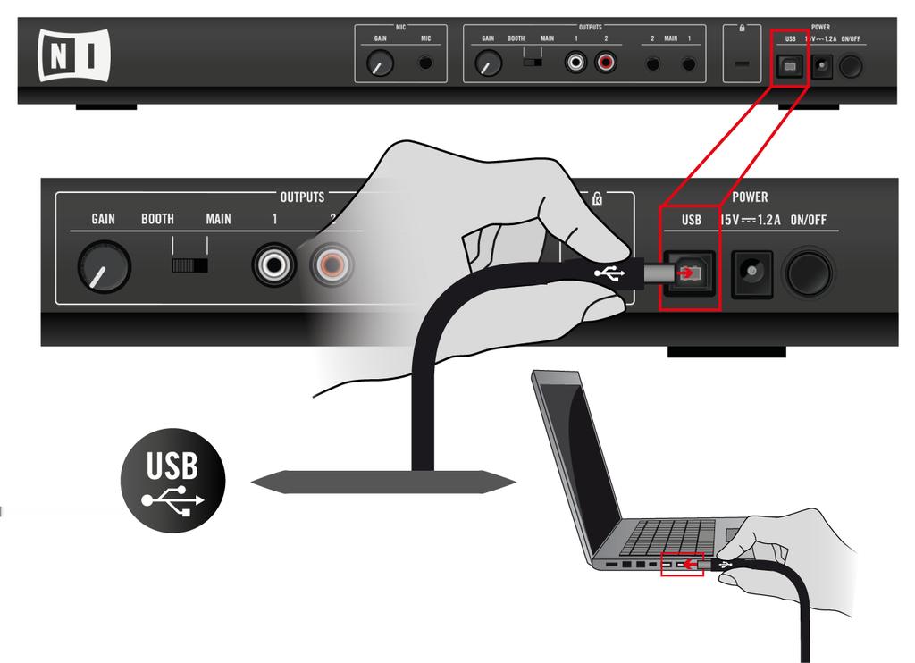 Appendix A Common Setups TRAKTOR KONTROL S2 Basic Setup We strongly recommend you to use an external power supply with your S2 via the included power supply unit.