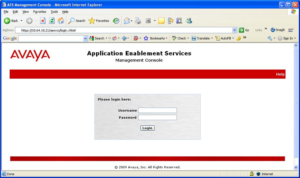 The Login screen is displayed as shown