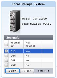 The selected journals display in the Journals table on the Add Journals window. Yes indicates the journals can be registered (not previously registered).