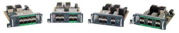 The Cisco UCS 6100 Series is equipped to support the following module options: Ethernet module that provides 6 ports of 10 Gigabit Ethernet using the SFP+ interface Fibre Channel plus Ethernet module