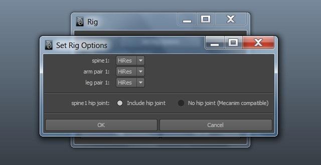The Set Rig Options button will allow you to set