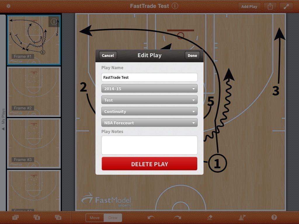 Edit Play Menu Clicking the Edit Play icon will open the Edit Play menu. From the Edit Play menu, you can edit the Play Name, the Season, Team, and Series categories, and modify the court properties.