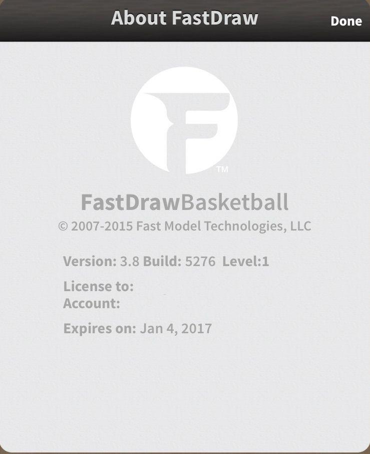 This information includes which version of the FastDraw ipad app you are