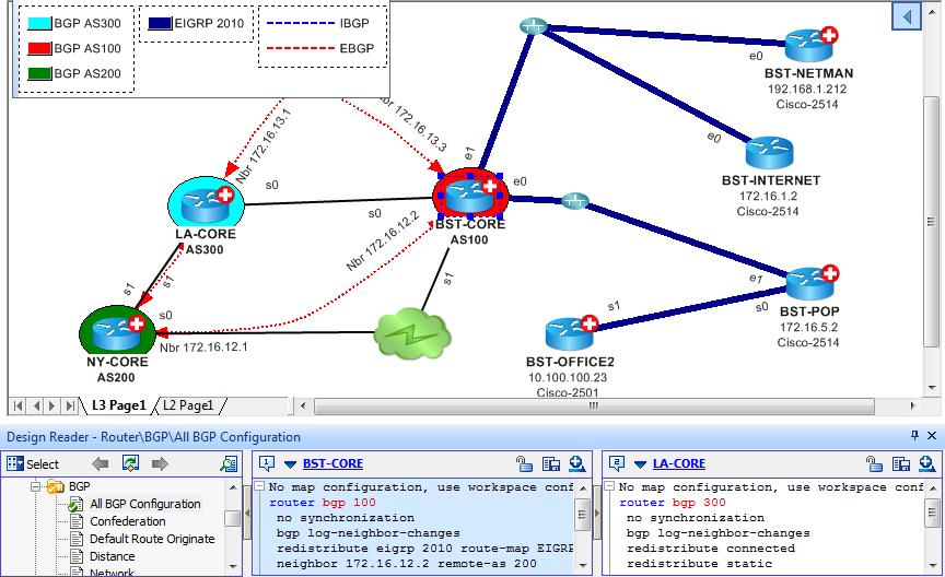 Visualize L3 Design Visualize the network design such as routing, MPLS VRF, and multicasting Analyze the configurations of a network design Visualize the routing
