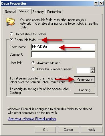 Click Permissions (XP users may see Allow network users to change my files. Check mark this option).