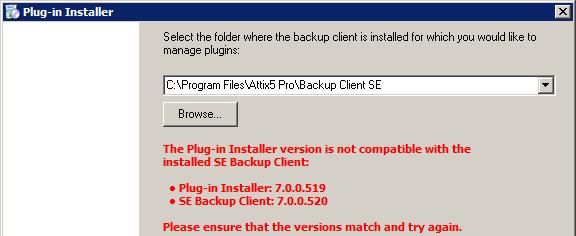 1. Plug-in Installer The Plug-in Installer allows you to upgrade existing Server Edition (SE) Backup Clients with added functionality by installing application-specific plug-ins and other monitoring