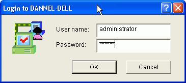 In the Login dialog box, type your Username and Password, and click OK. Initially, administrator is the only user.