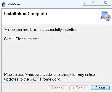 4.12 The Installation Complete dialog will appear when installation is successful. Select CLOSE.
