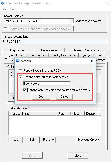 If the user wants to assign or add string to a system belonging to an unknown domain or work group, Check the option Append only if system does not